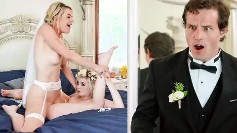 The groom catches the wifey tribbing a lezzy