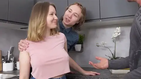 Uber-cute towheaded woman is hotwife on her boyfriend for some cash
