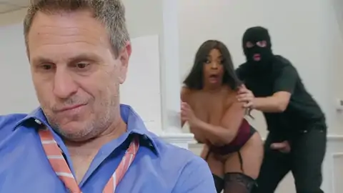 Burglar concludes up fuckin' a big-boobed black with yam-sized bobos