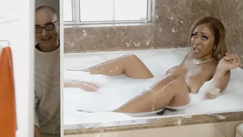 Moriah Mills is having bi-racial in the bathtub