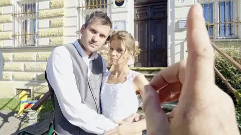 Bride spunks by a stranger's stiff fuck with booty-boink finger-kittling